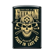 Zippo Lighter-Personalized Custom Message Engraved on Backside Fireman Skull Design Black Matte Windproof Lighter #Z5434