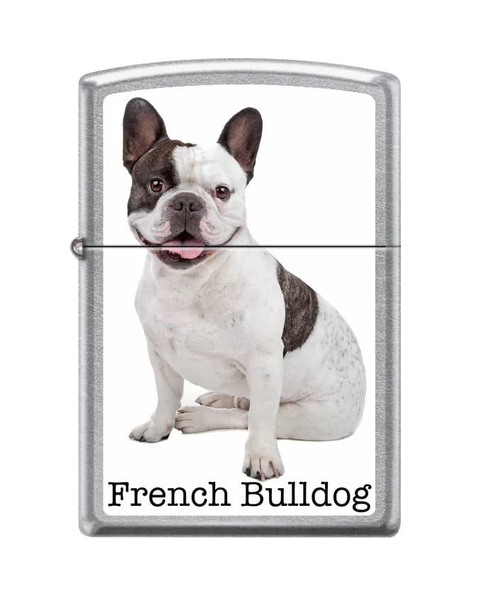Zippo Lighter-Personalized Custom Message Engraved on Backside French Bulldog Street Chrome Windproof Lighter #Z5383