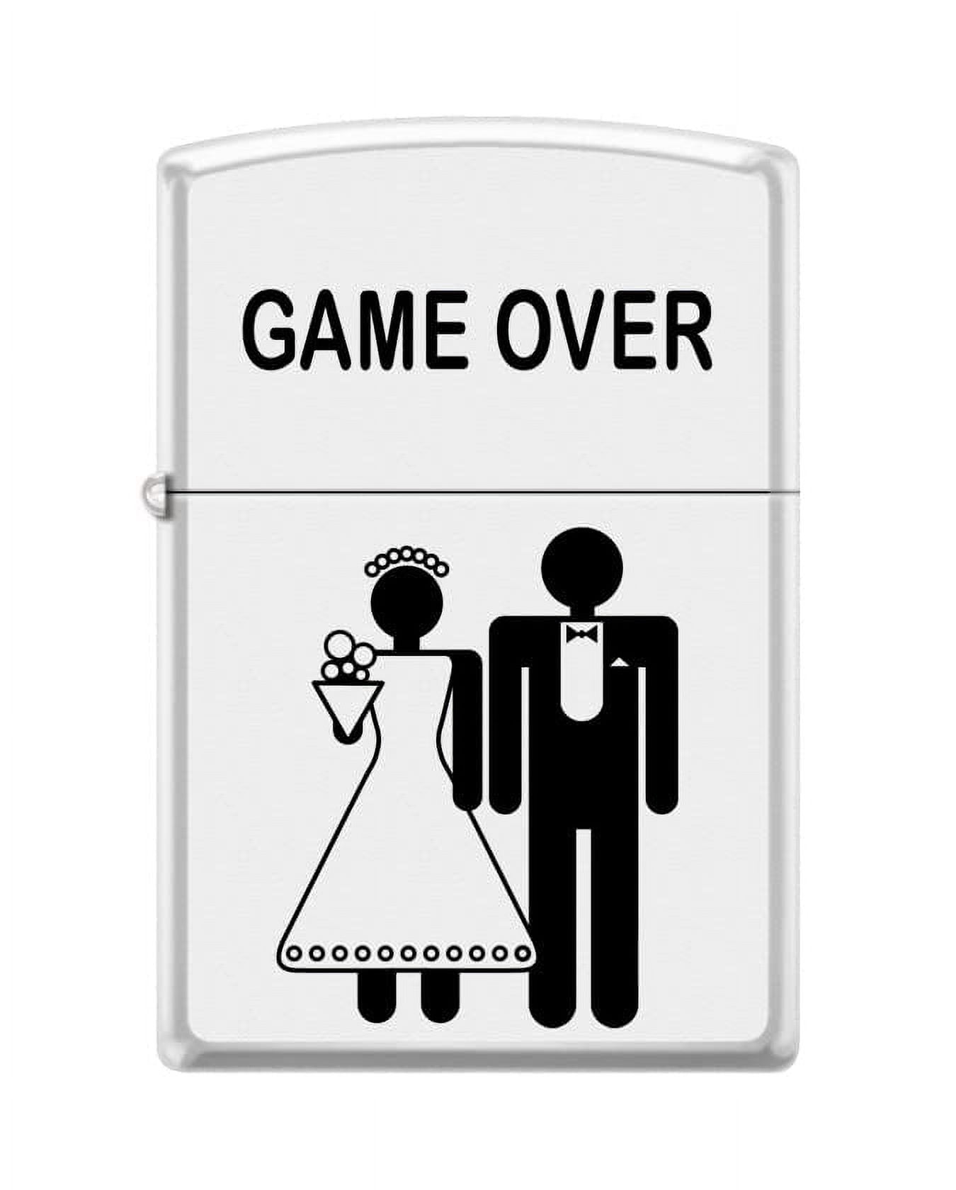 Zippo Lighter-Personalized Custom Message Engraved on Backside Game Over White Matte Windproof Lighter #Z5439