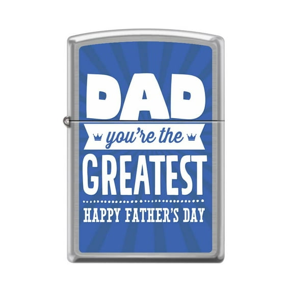 Zippo Lighter-Personalized Custom Message Engraved on Backside Happy Fathers Day Brushed Chrome Windproof Lighter #Z5419