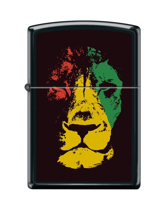 Zippo Lighter-Personalized Custom Message Engraved on Backside Lion Head 2 Black Matte Windproof Lighter #Z5499
