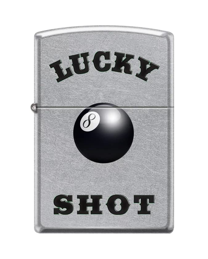 Zippo Lighter-Personalized Custom Message Engraved on Backside Lucky Shot Street Chrome Windproof Lighter #Z5386