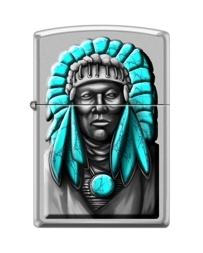 Zippo Lighter-Personalized Custom Message Engraved on Backside Chief Satin Chrome Windproof Lighter #Z5409