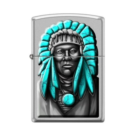 Zippo Lighter-Personalized Custom Message Engraved on Backside Chief Satin Chrome Windproof Lighter #Z5409