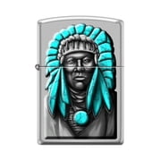 Zippo Lighter-Personalized Custom Message Engraved on Backside Chief Satin Chrome Windproof Lighter #Z5409
