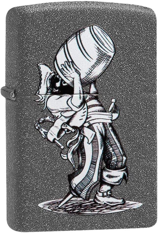 Zippo Lighter-Personalized Custom Message Engraved on Backside Pirate Drinking Barrell Funny Iron Stone Windproof Lighter Z5498