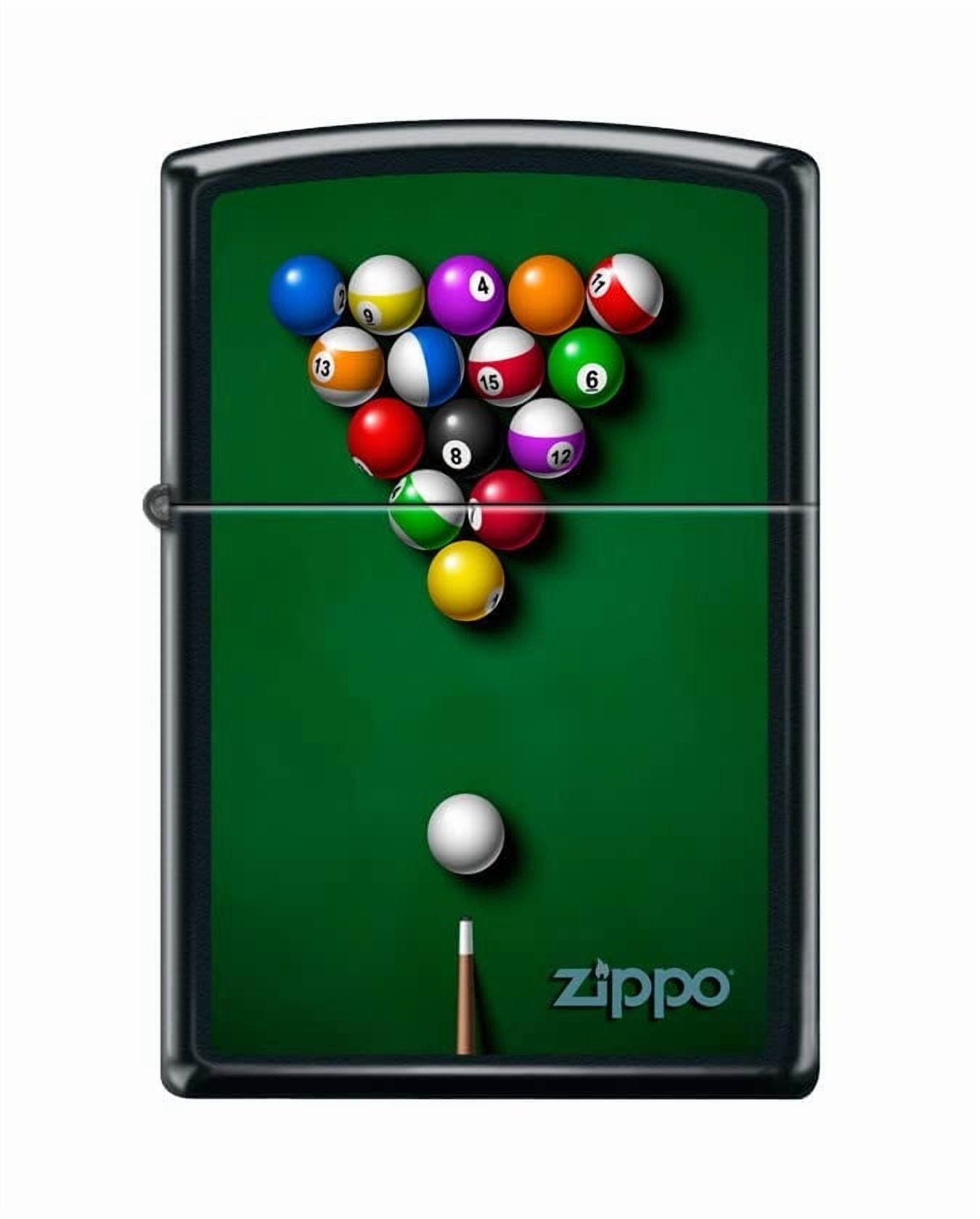 Zippo Lighter-Personalized Custom Message Engraved on Backside Pool Table and Balls Black Matte Windproof Lighter #Z5477