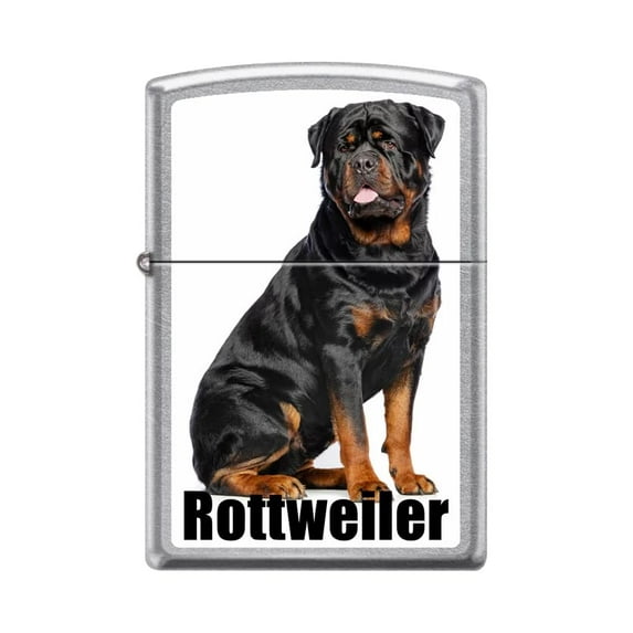 Zippo Lighter-Personalized Custom Message Engraved on Backside Rottweiler Street Chrome Windproof Lighter #Z5370
