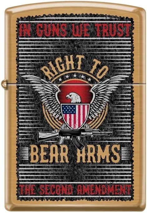 Zippo Lighter-Personalized Custom Message Engraved on Backside Amendment Design Brushed Brass Windproof Lighter #Z5506