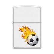 Zippo Lighter-Personalized Custom Message Engraved on Backside Soccer White Matte Windproof Lighter #Z5478