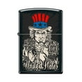 thumbnail image 1 of Zippo Lighter-Personalized Custom Message Engraved on Backside Uncle Sam Black Matte Windproof Lighter #Z5500, 1 of 10