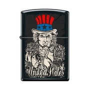 Zippo Lighter-Personalized Custom Message Engraved on Backside Uncle Sam Black Matte Windproof Lighter #Z5500