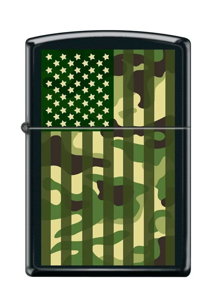 Zippo Lighter - Personalized Custom Message Engraved on Backside for Abstract USA Flag American US Patriotic (Camo Flag USA Z5282)