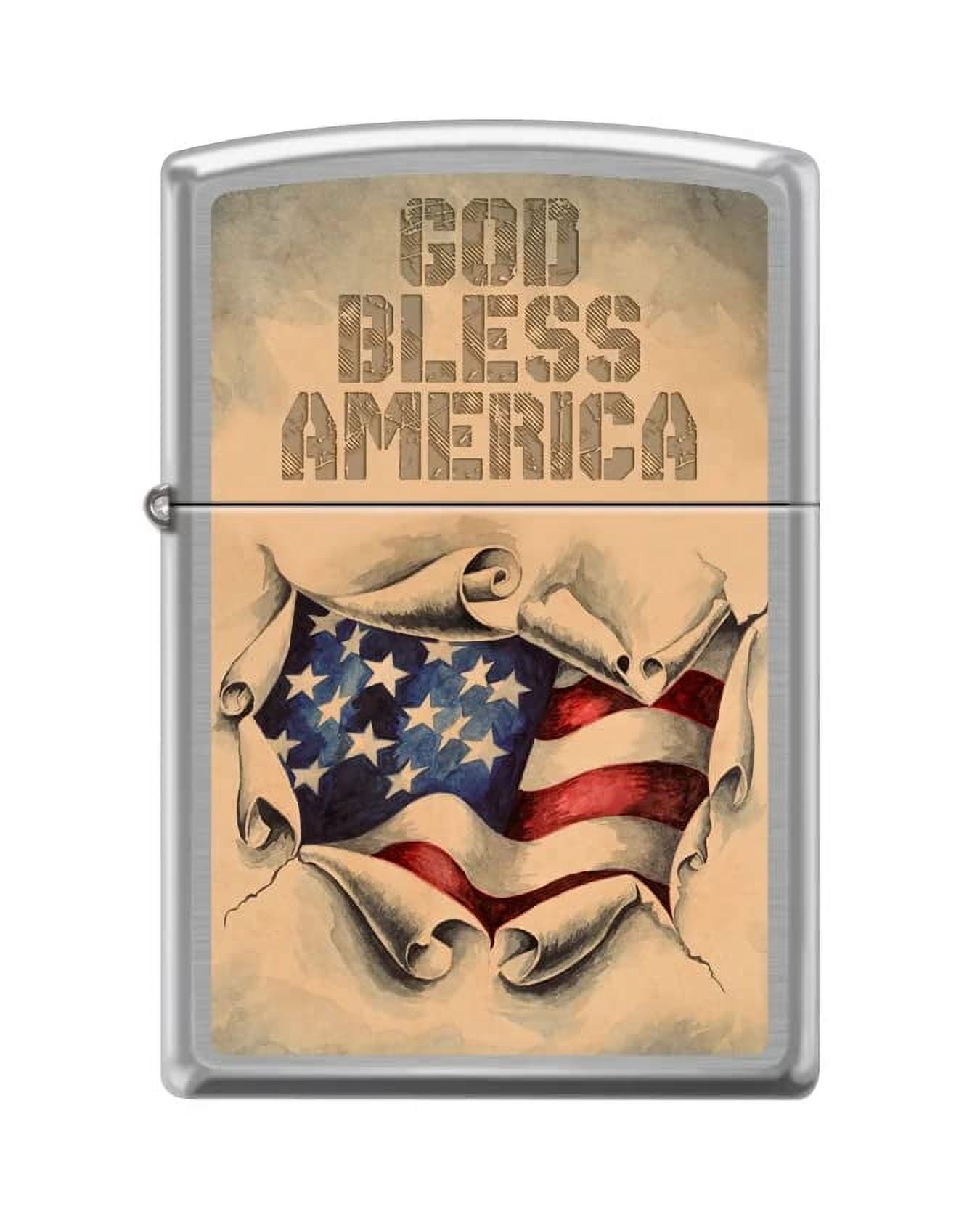 Zippo Lighter - Personalized Custom Message Engraved on Backside for Abstract USA Flag American US Patriotic (God Bless America Z5412)