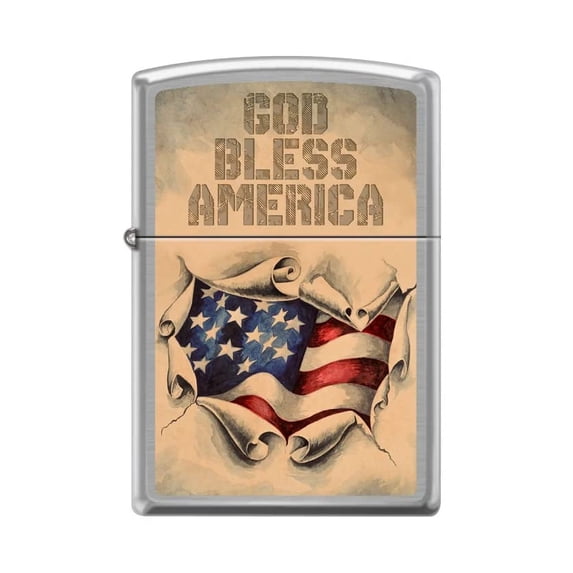 Zippo Lighter - Personalized Custom Message Engraved on Backside for Abstract USA Flag American US Patriotic (God Bless America Z5412)