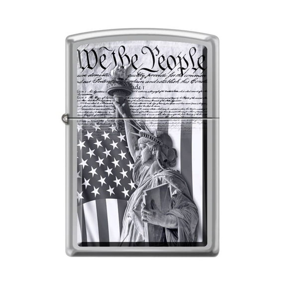 Zippo Lighter - Personalized Custom Message Engraved on Backside for Abstract USA Flag American US Patriotic (We The People Statue of Liberty Z5207)