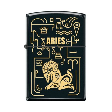Zippo Lighter - Personalized Custom Message Engraved on Backside for Aries Zodiac Black Matte #Z5299