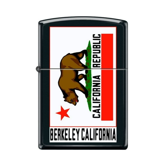 Zippo Lighter - Personalized Custom Message Engraved on Backside for Berkeley California Republic Black Matte #Z5084