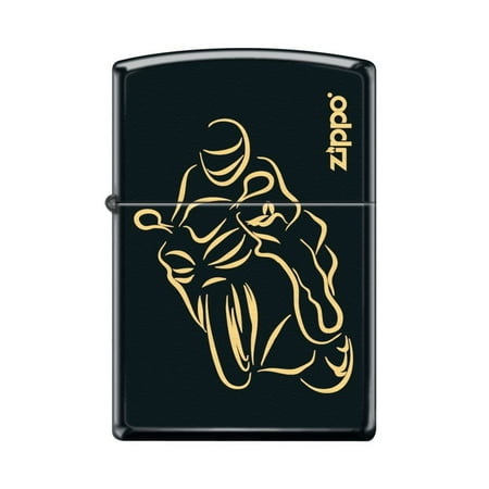 Zippo Lighter - Personalized Custom Message Engraved on Backside for Bike Motorcycle Racing Black Matte #Z5291