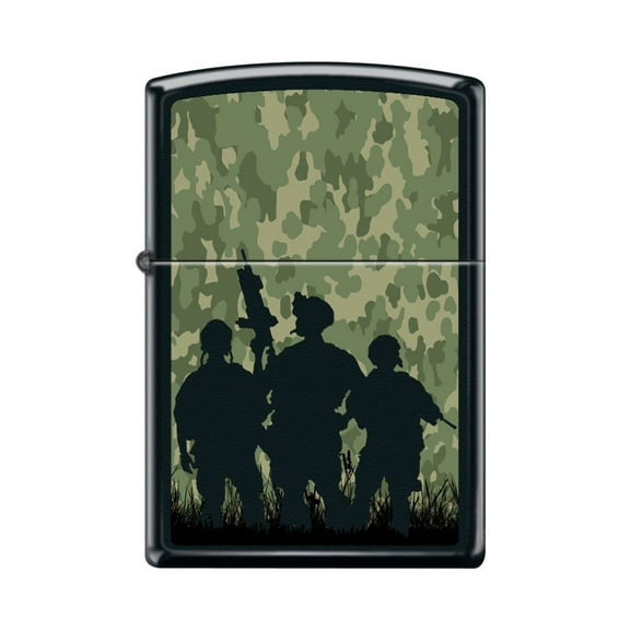 Zippo Lighter - Personalized Custom Message Engraved on Backside for Camo Soldiers Military Black Matte #Z5128
