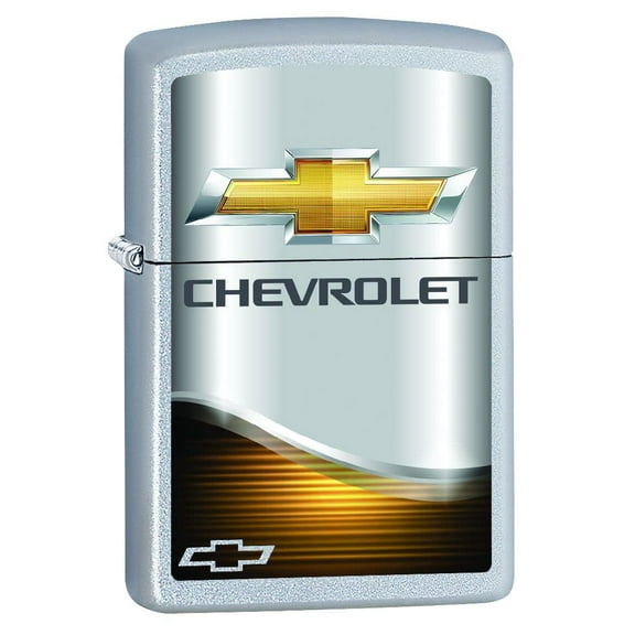 Zippo Lighter - Personalized Custom Message Engraved on Backside for Chevrolet Chevy Chevrolet Bowties Metallic Satin Chrome #Z5111