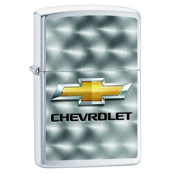 Zippo Lighter - Personalized Custom Message Engraved on Backside for Chevy Chevrolet Bowties Bow Brushed Chrome #Z5052