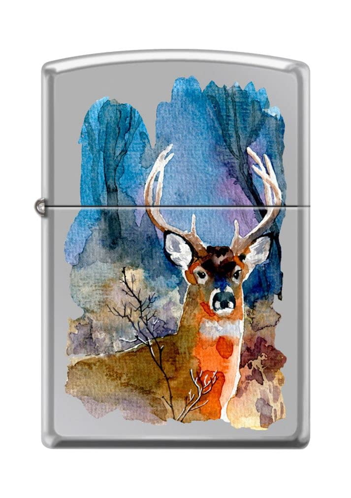 Zippo Lighter - Personalized Custom Message Engraved on Backside for Deer Design Autumn High Polish Chrome #Z5262