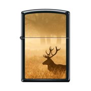 Zippo Lighter - Personalized Custom Message Engraved on Backside for Deer in Mist Black Matte #Z5148