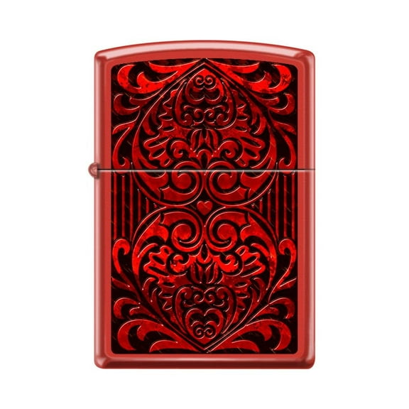 Zippo Lighter - Personalized Custom Message Engraved on Backside for Double Hearts Pattern Red Red Matte #Z5070