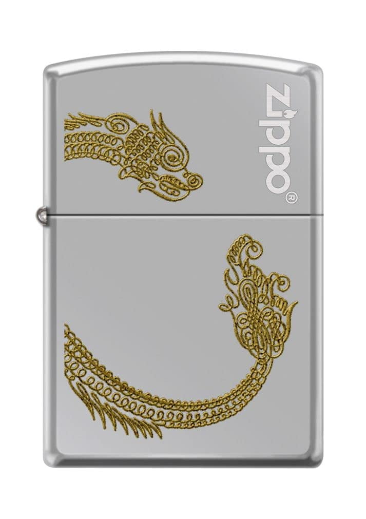 Zippo Lighter - Personalized Custom Message Engraved on Backside for Dragons Luxury Design Calligraphy High Polish Chrome #Z5260