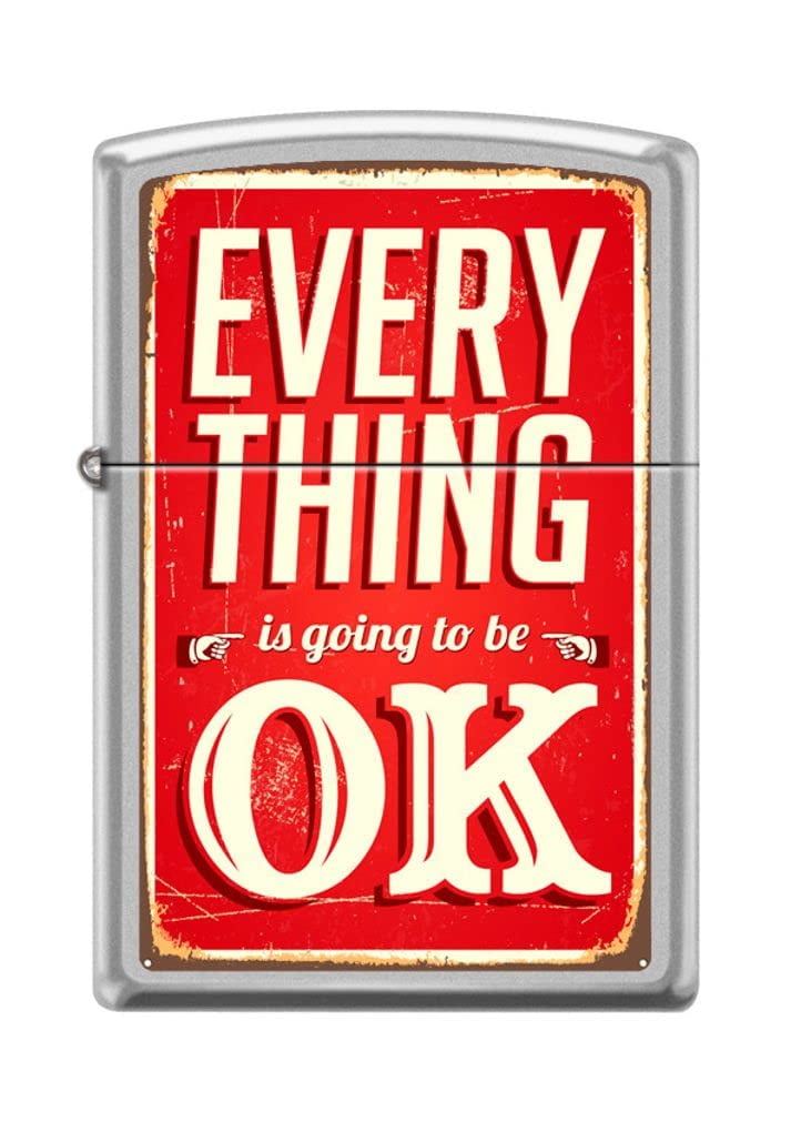 Zippo Lighter - Personalized Custom Message Engraved on Backside for Everything Ok Sign Design Satin Chrome #Z5036