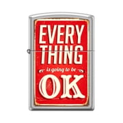 Zippo Lighter - Personalized Custom Message Engraved on Backside for Everything Ok Sign Design Satin Chrome #Z5036