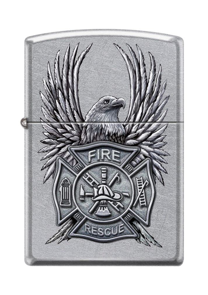 Zippo Lighter - Personalized Custom Message Engraved on Backside for Fire Rescue Eagle Firefighter Street Chrome #Z5158