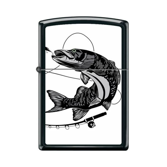 Zippo Lighter - Personalized Custom Message Engraved on Backside for Fishing Lures Black Matte #Z5273