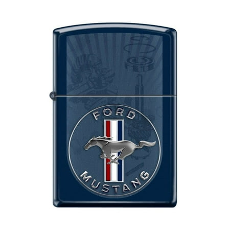 Zippo Lighter - Personalized Custom Message Engraved on Backside for Ford Mustang Navy Matte #Z5041