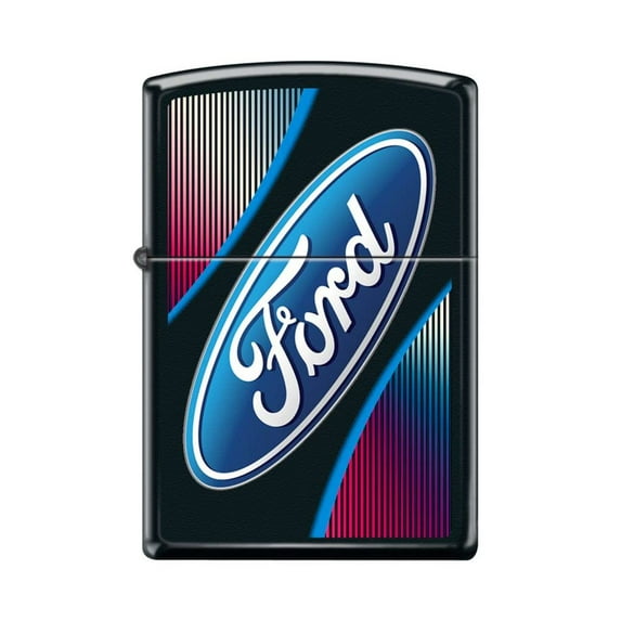 Zippo Lighter - Personalized Custom Message Engraved on Backside for Ford Oval Color Logo Black Matte #Z5199
