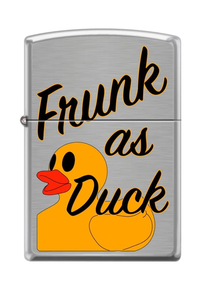 Zippo Lighter - Personalized Custom Message Engraved on Backside for Frunk As Duck Design Brushed Chrome #Z5231