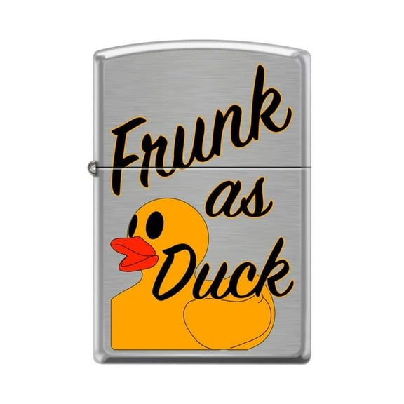 Zippo Lighter - Personalized Custom Message Engraved on Backside for Frunk As Duck Design Brushed Chrome #Z5231