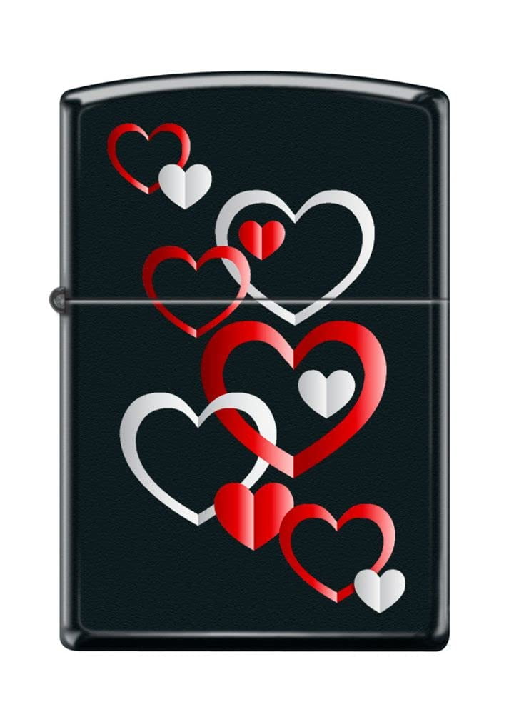 Zippo Lighter - Personalized Custom Message Engraved on Backside for Hearts Love Valentines Black Matte #Z5142