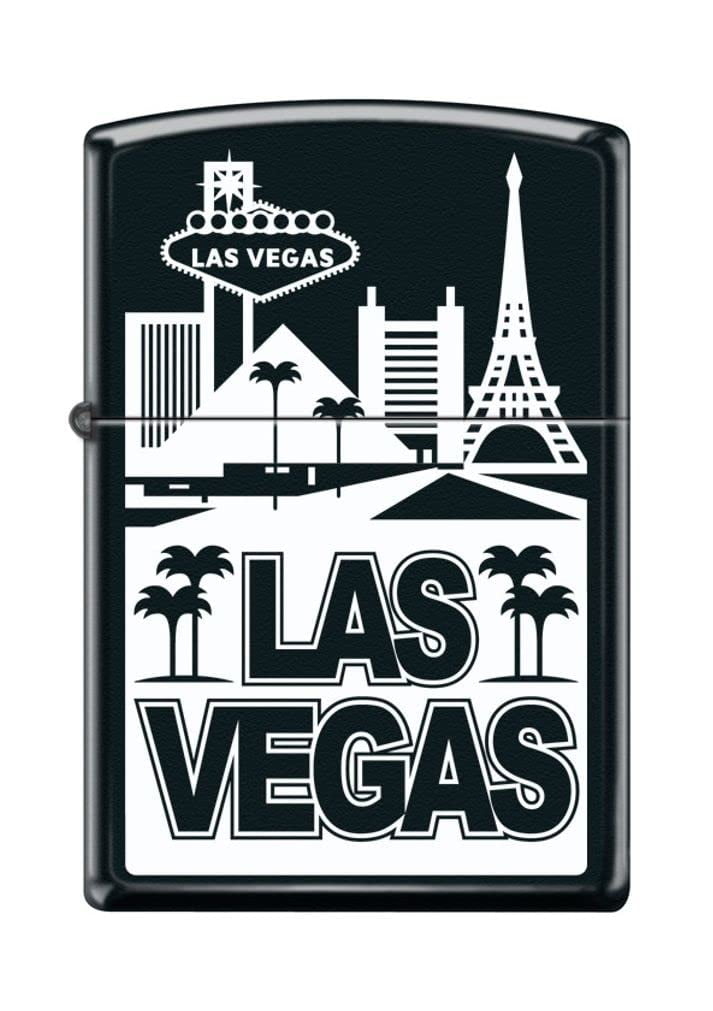 Zippo Lighter - Personalized Custom Message Engraved on Backside for Las Vegas Black Matte #Z5092