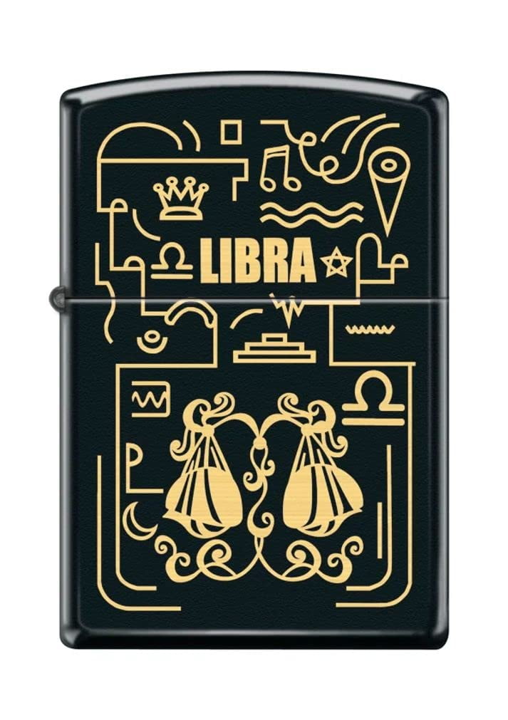 Zippo Lighter - Personalized Custom Message Engraved on Backside for Libra Zodiac Black Matte #Z5304
