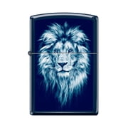 Zippo Lighter - Personalized Custom Message Engraved on Backside for Lion Illustration Navy Matte #Z5203