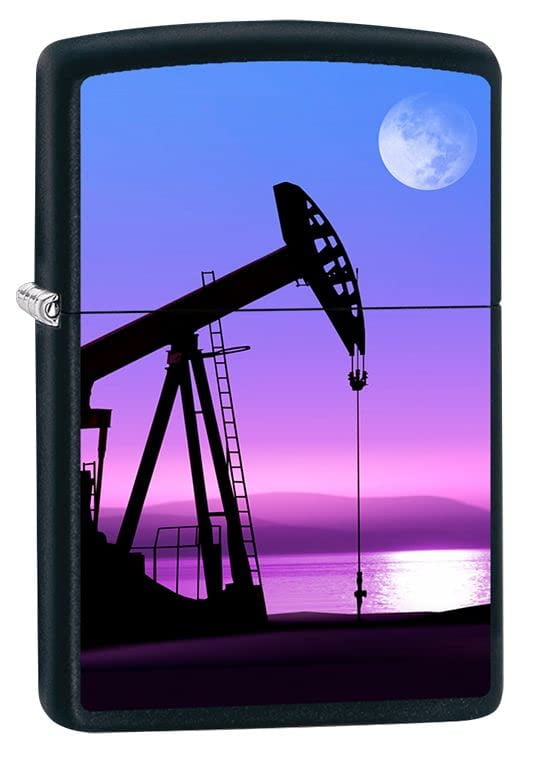 Zippo Lighter - Personalized Custom Message Engraved on Backside for Oil Pumps Black Matte #Z5109