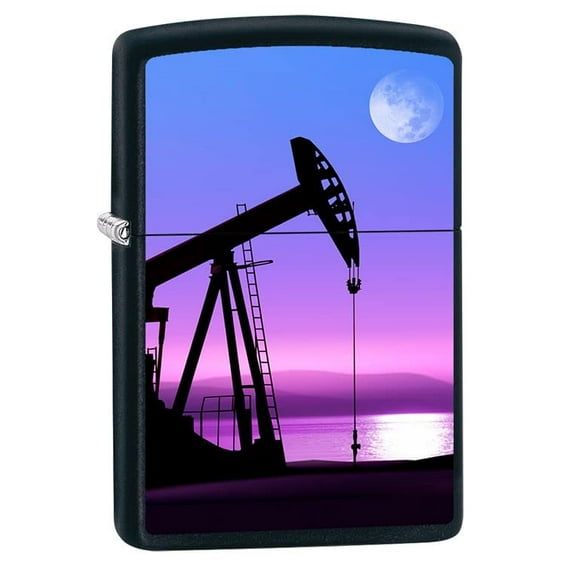 Zippo Lighter - Personalized Custom Message Engraved on Backside for Oil Pumps Black Matte #Z5109