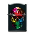 thumbnail image 1 of Zippo Lighter - Personalized Custom Message Engraved on Backside for Palm Tree Skull Paint Design Black Matte #Z5180, 1 of 7