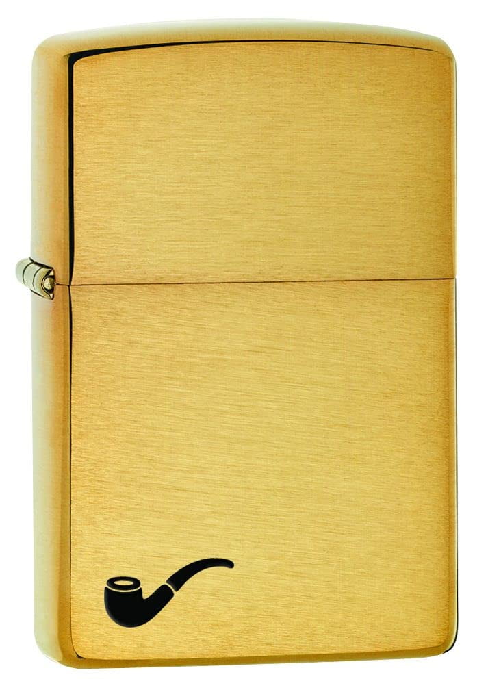 Zippo Lighter - Personalized Custom Message Engraved on Backside for Pipe Lighter Brushed Brass #Z5009