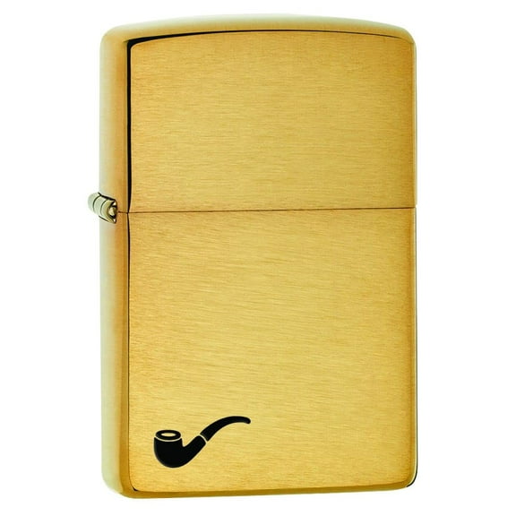 Zippo Lighter - Personalized Custom Message Engraved on Backside for Pipe Lighter Brushed Brass #Z5009