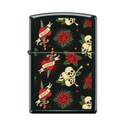Zippo Lighter - Personalized Custom Message Engraved on Backside for Roses Hearts Skulls Love Black Matte #Z5037