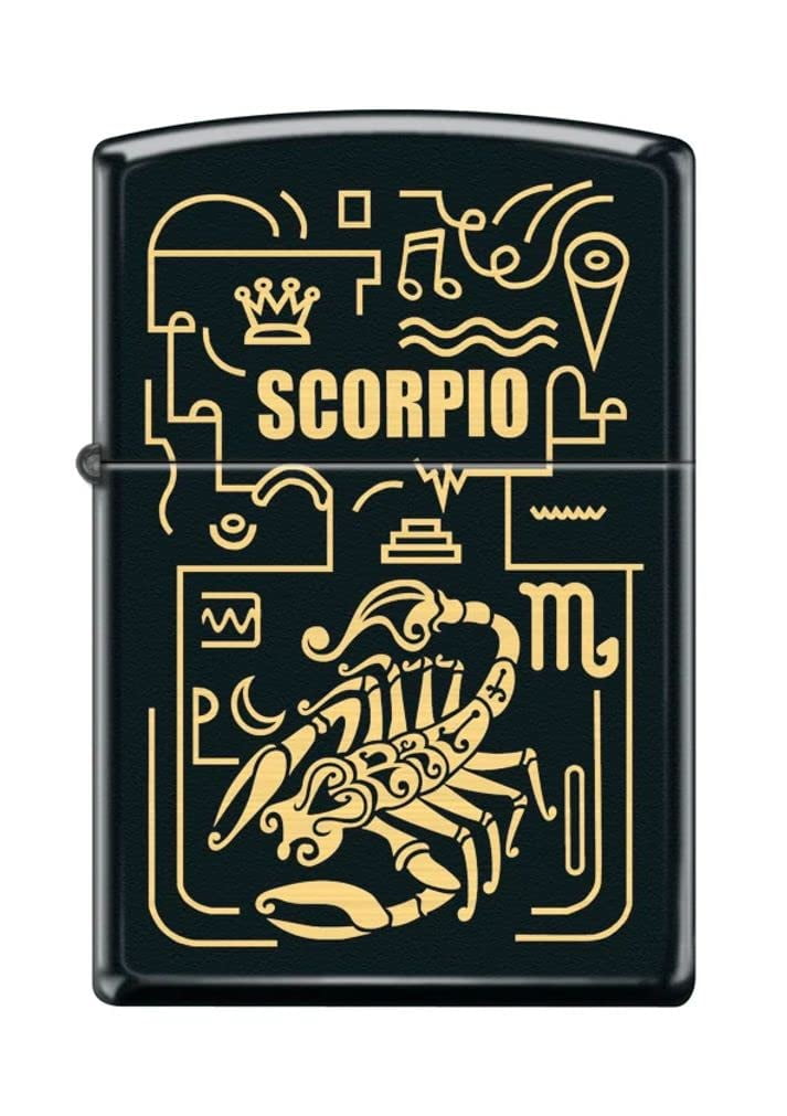 Zippo Lighter - Personalized Custom Message Engraved on Backside for Scorpio Zodiac Black Matte #Z5307