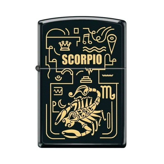 Zippo Lighter - Personalized Custom Message Engraved on Backside for Scorpio Zodiac Black Matte #Z5307